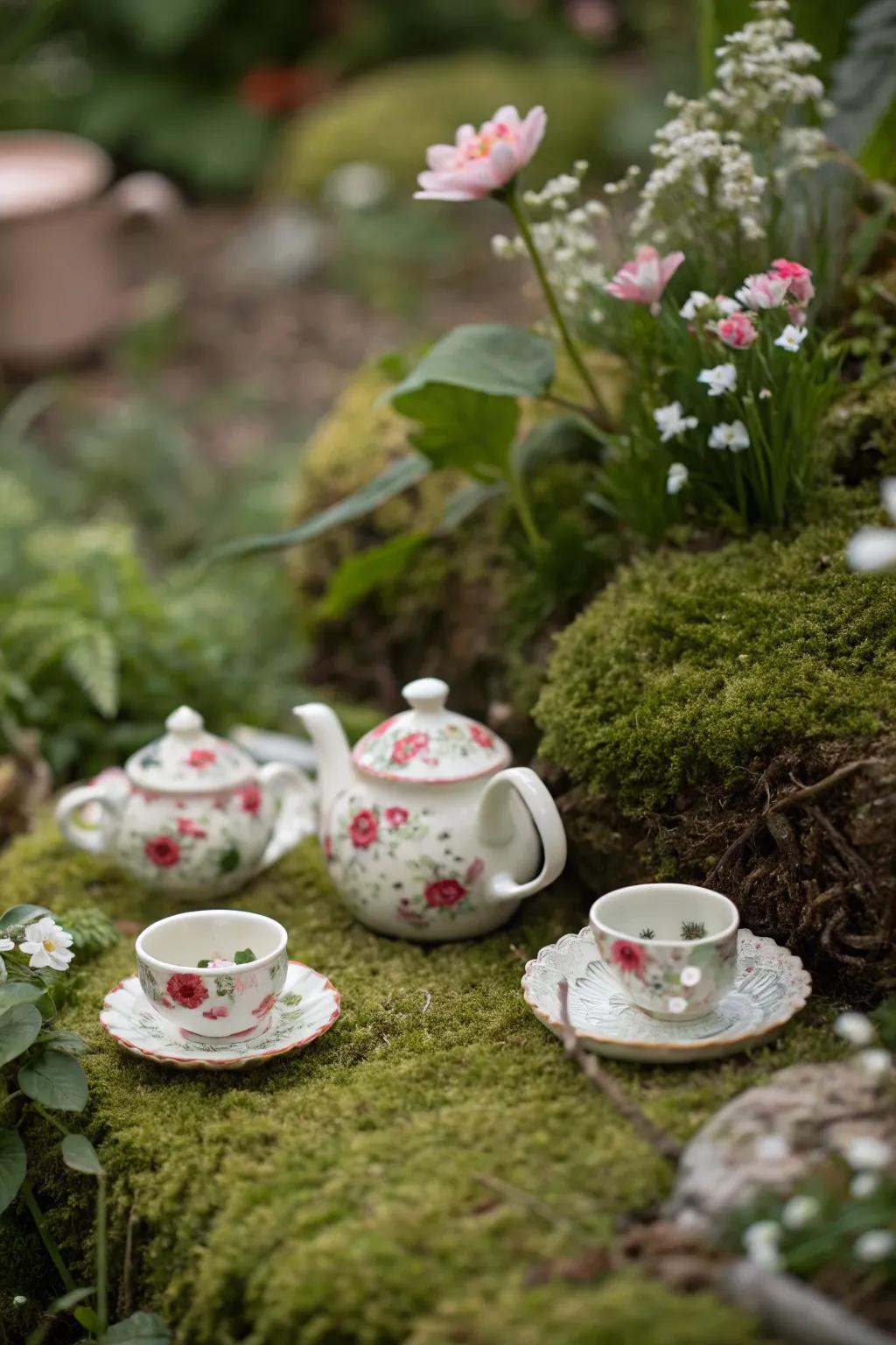 A whimsical tea party captured in a teacup.