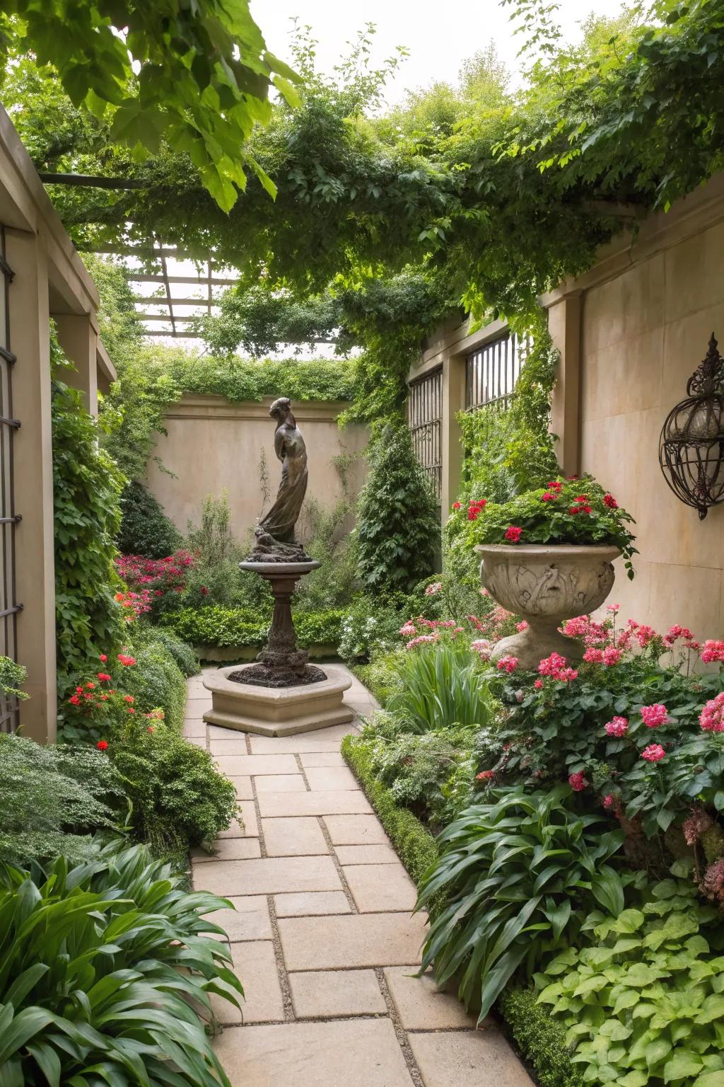 Artistic sculptures provide a unique focal point in your garden.