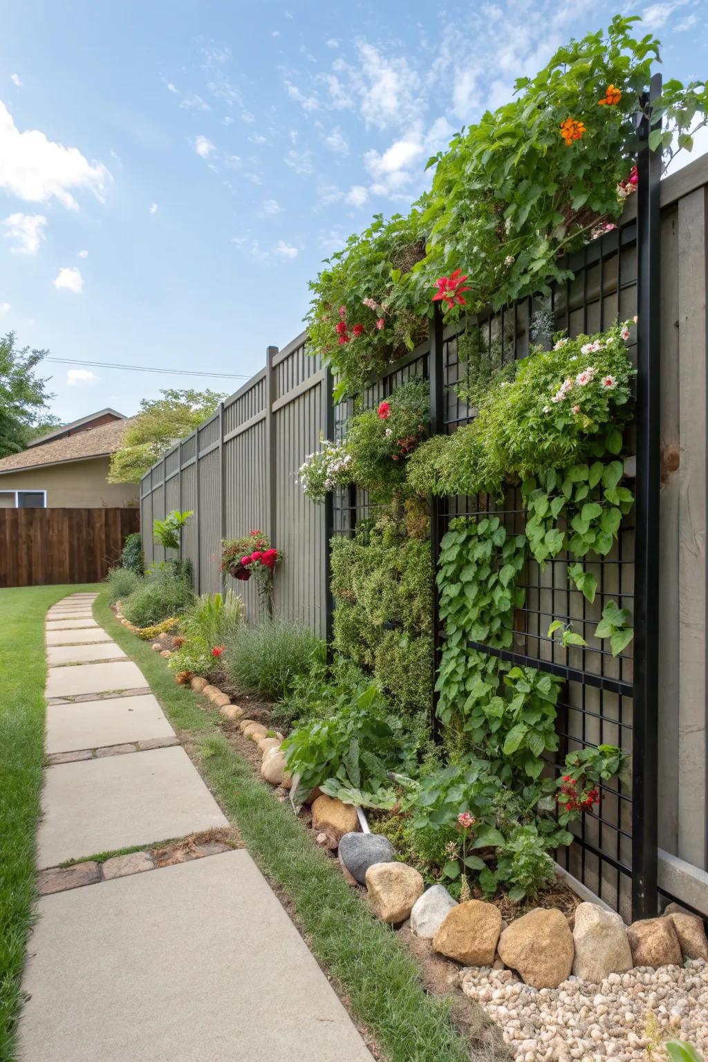 Vertical gardens maximizing space and adding greenery.