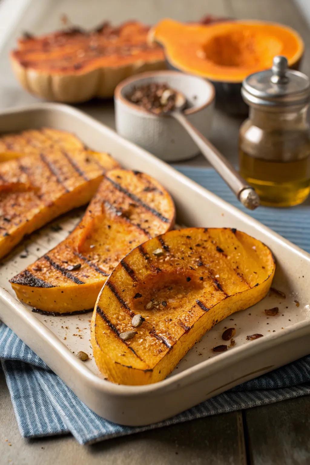 Warm and comforting grilled butternut squash.