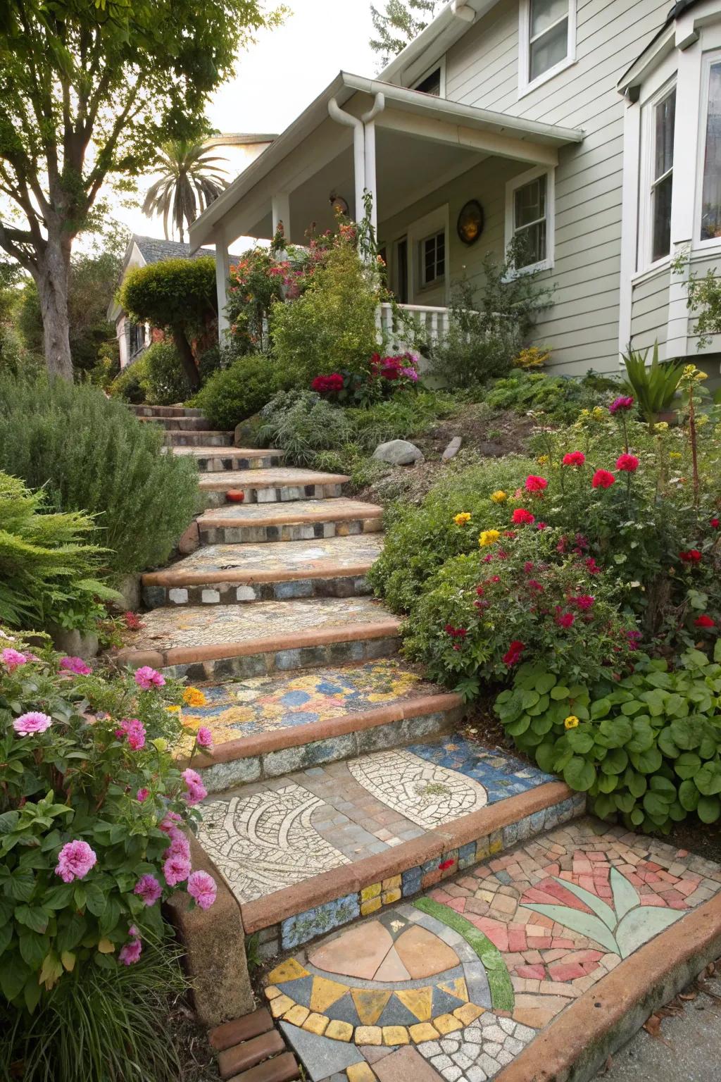 Mosaic paths bring color and playfulness to your garden.