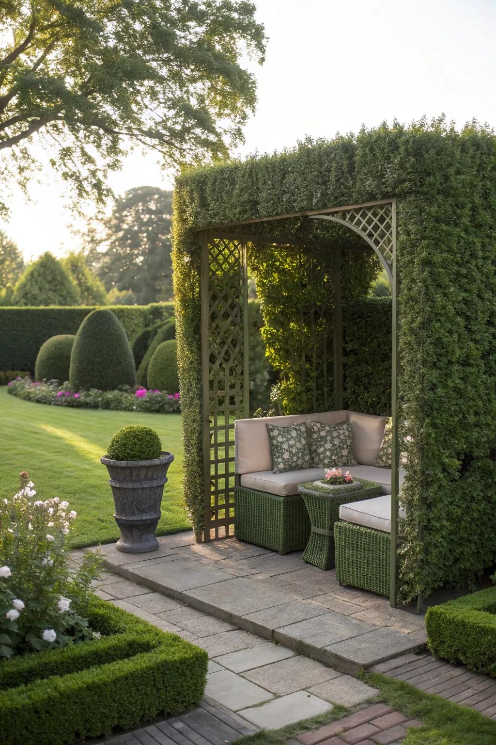 Separate spaces beautifully with topiary screens.