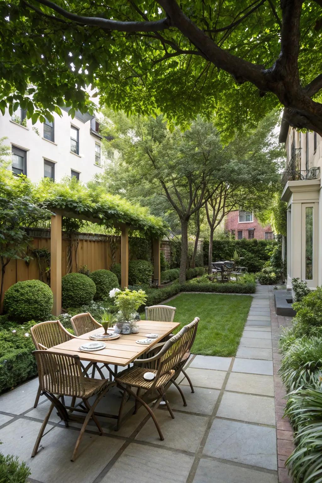 An outdoor dining area turns your backyard into a welcoming extension of your home.