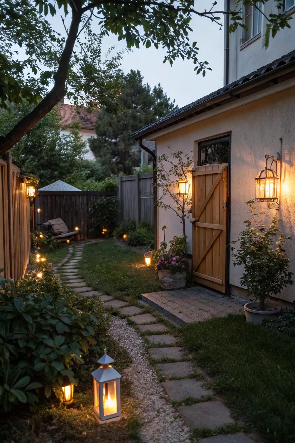 Create a charming evening atmosphere with thoughtful lighting.