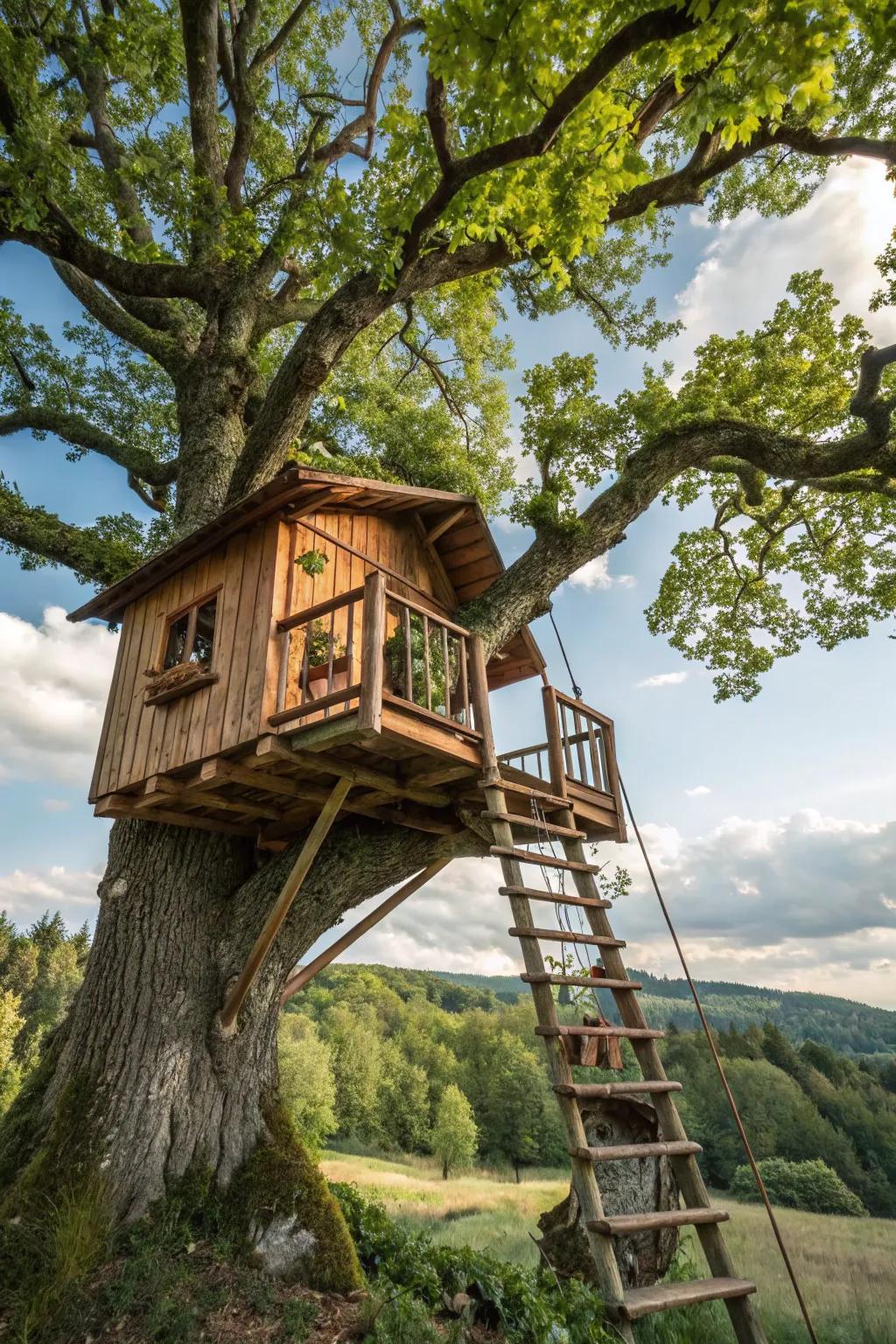 A treehouse can be a whimsical and adventurous feature in your backyard.