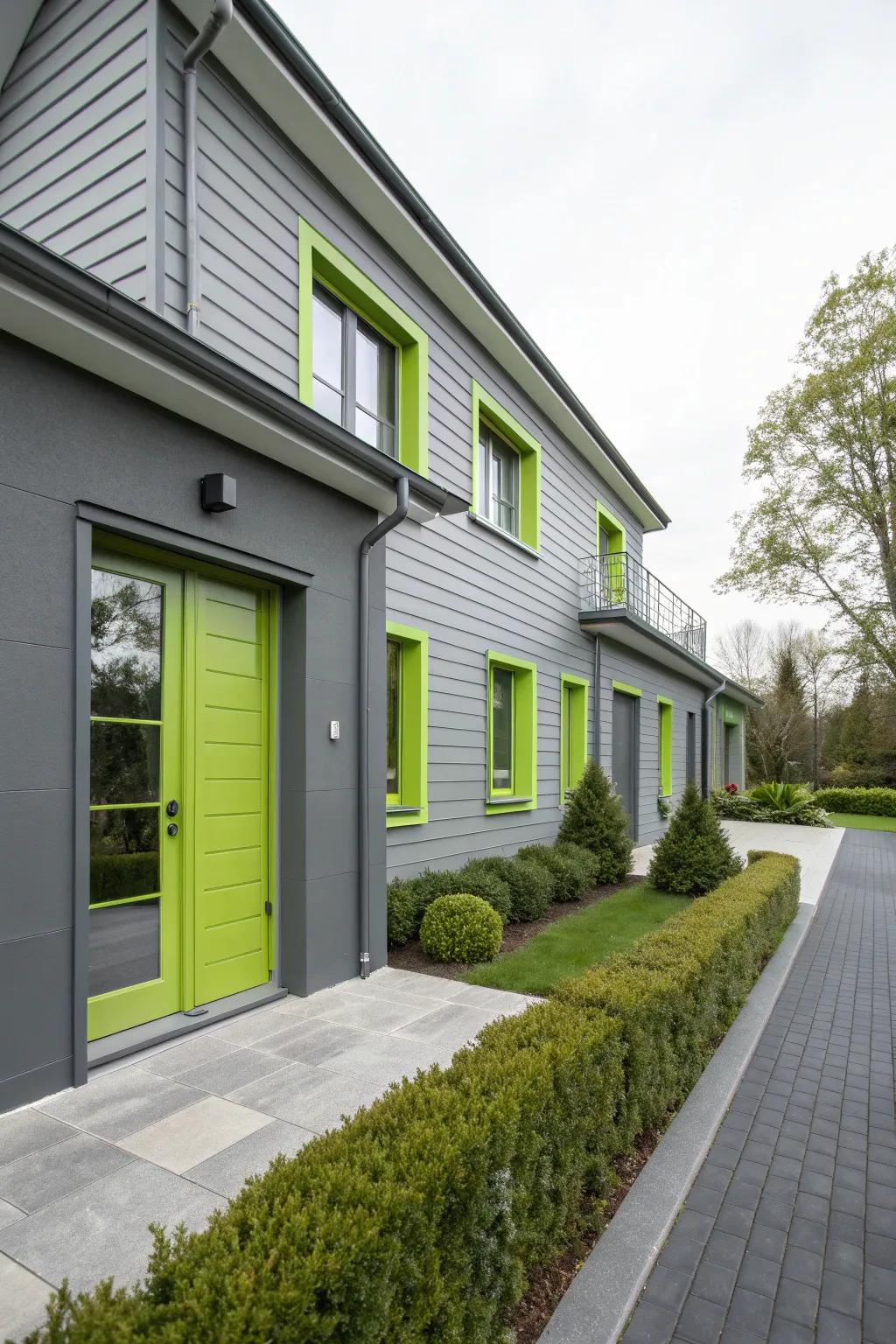 Gray and lime green provide an edgy, modern twist.