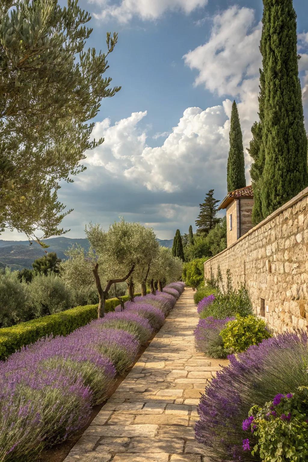 Mediterranean-inspired garden walkway