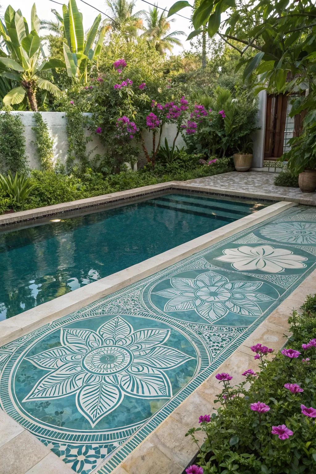 Mandala designs add a meditative touch to your pool.