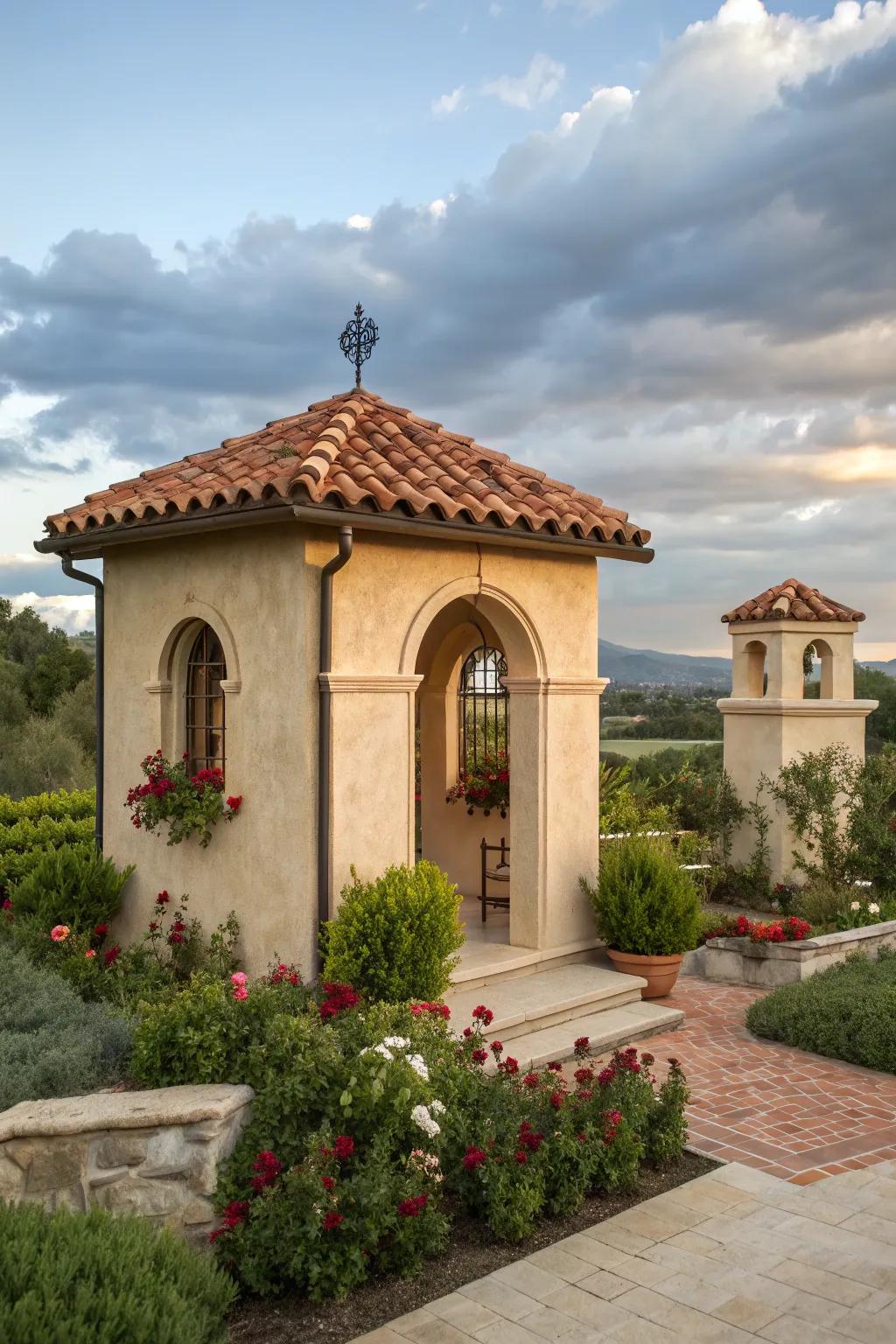 A Mediterranean retreat: this well house captures the essence of a sun-drenched villa.