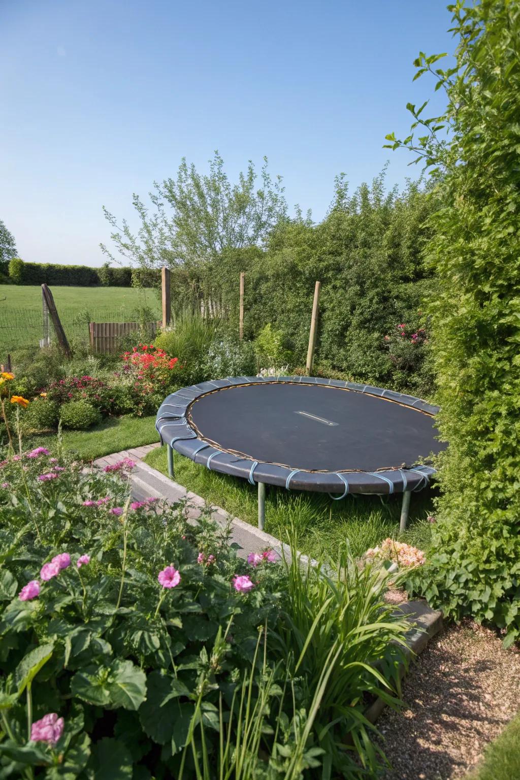 Recycled rubber offers a sustainable and safe base for trampolines.