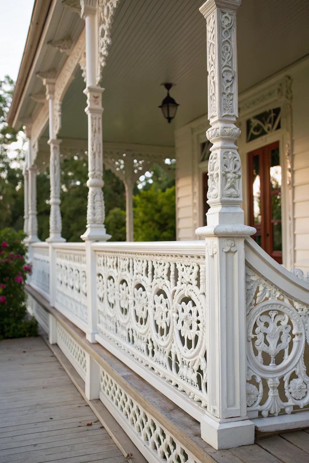 Colonial revival design adds historical charm to this porch.