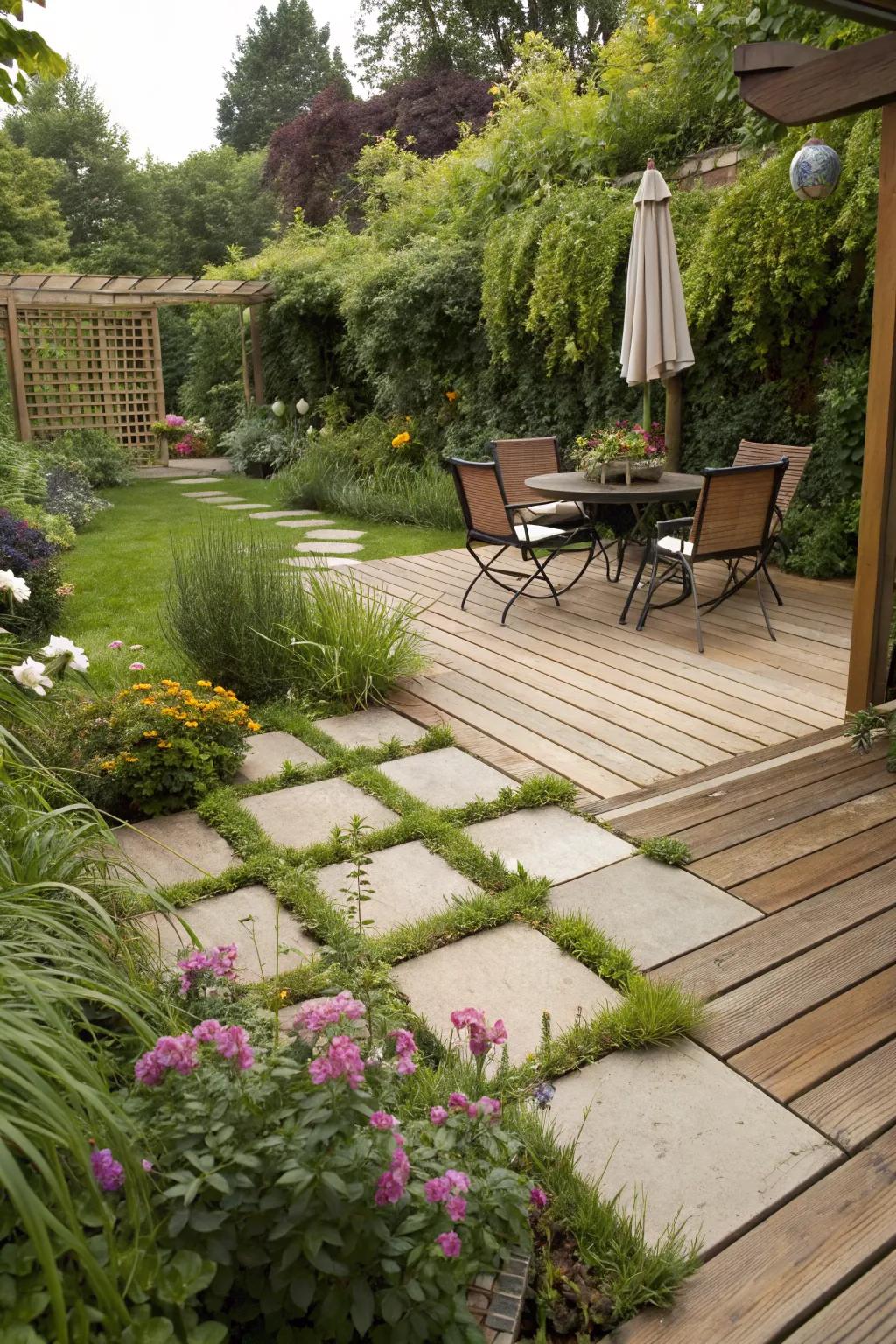 Grass pavers combine greenery with practicality.
