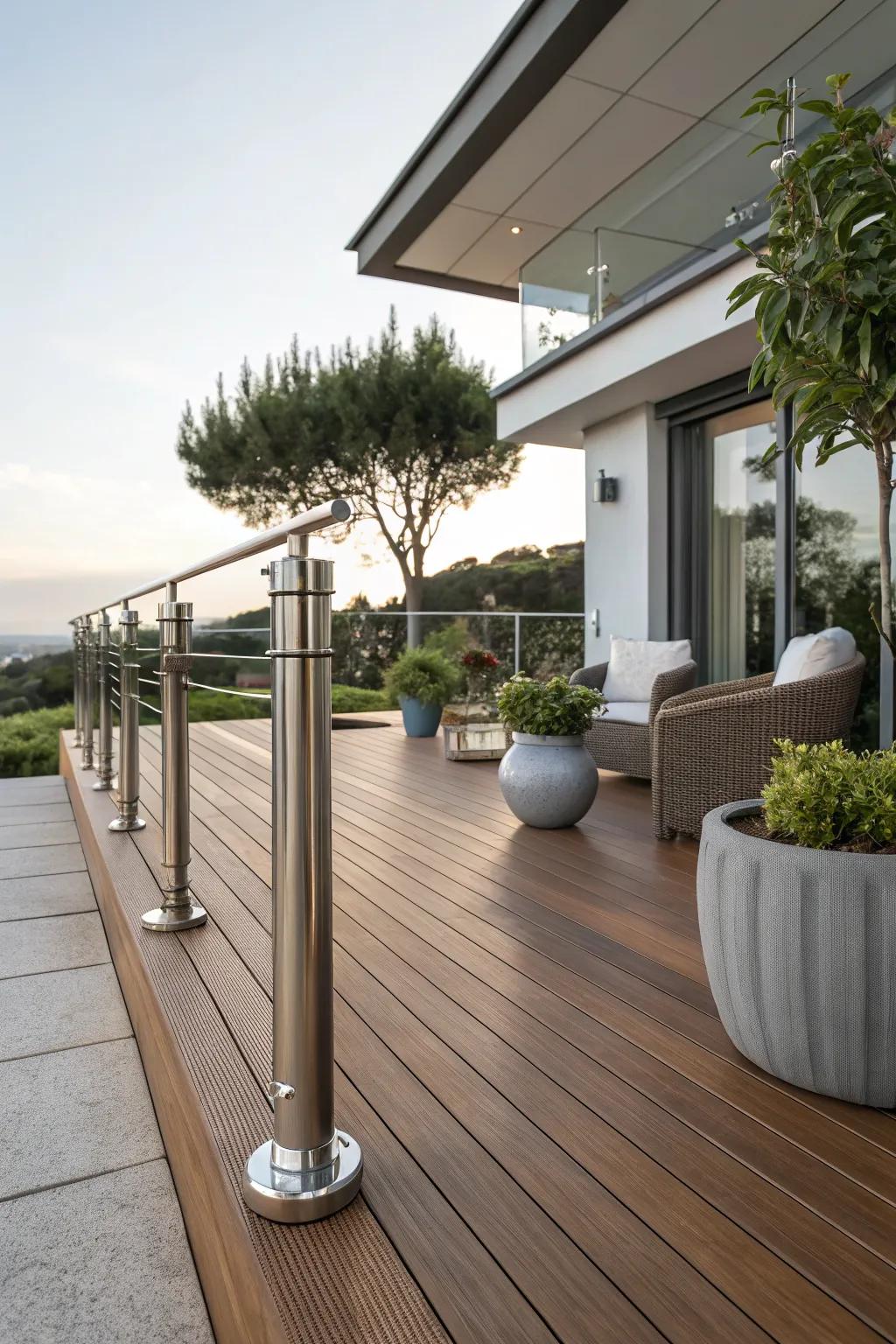 A luxurious deck with sleek metallic touches.