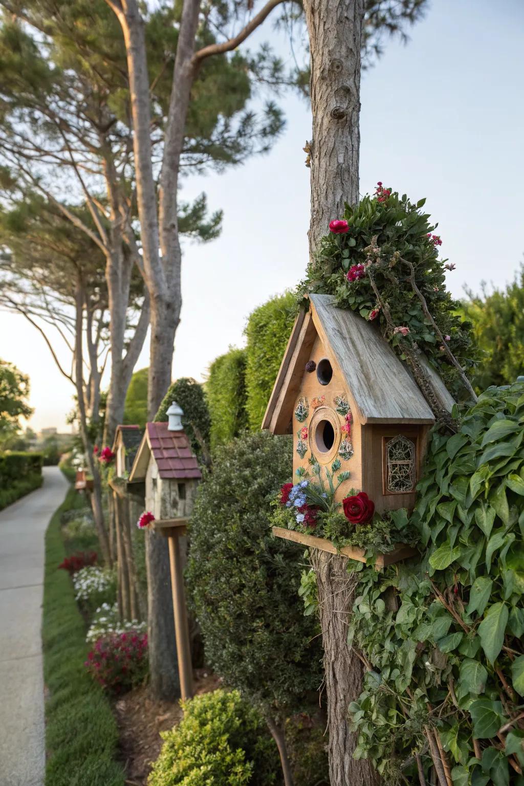 Welcome birds with a pallet birdhouse village.