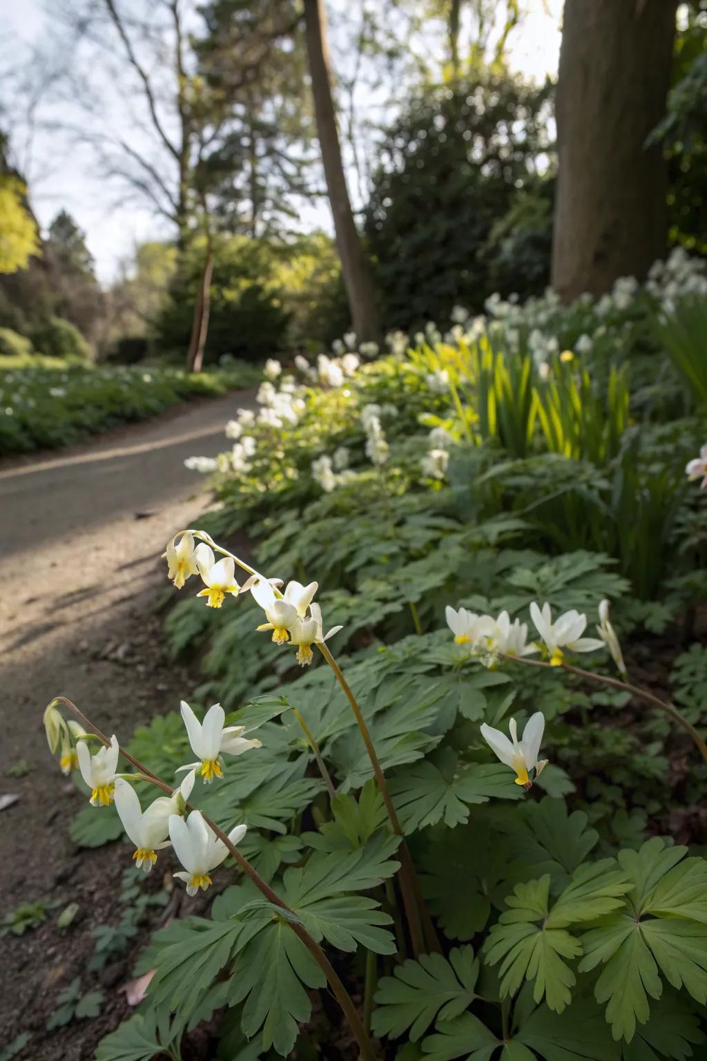 Dutchman’s breeches add unique blooms to shaded garden areas.