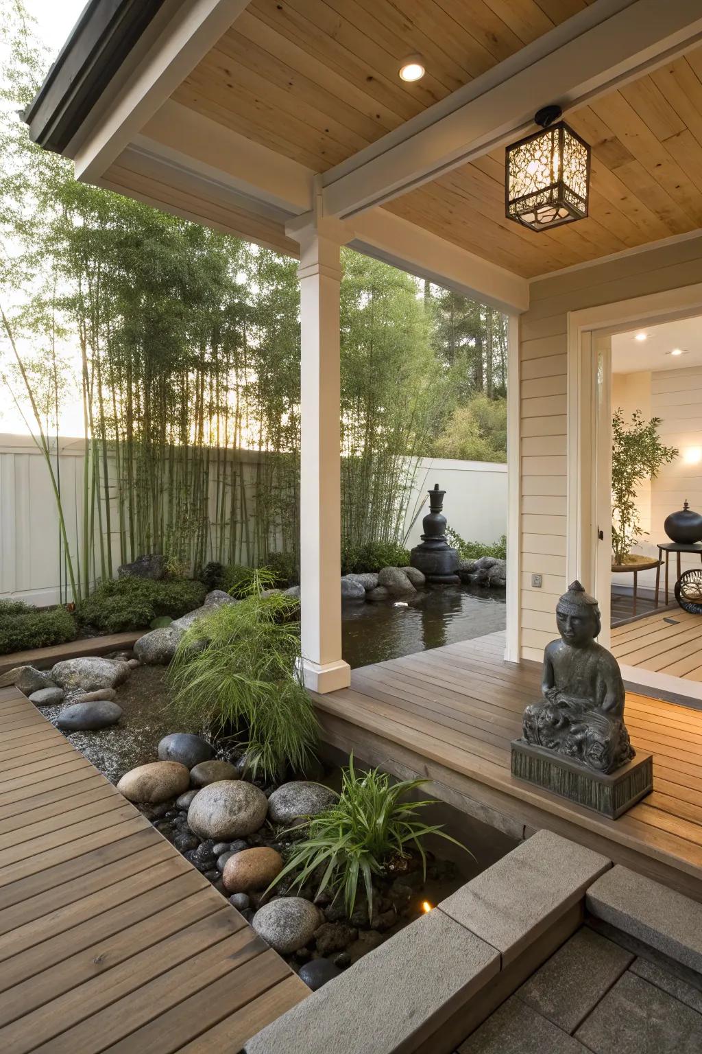 A Zen space brings tranquility and peace to your porch.