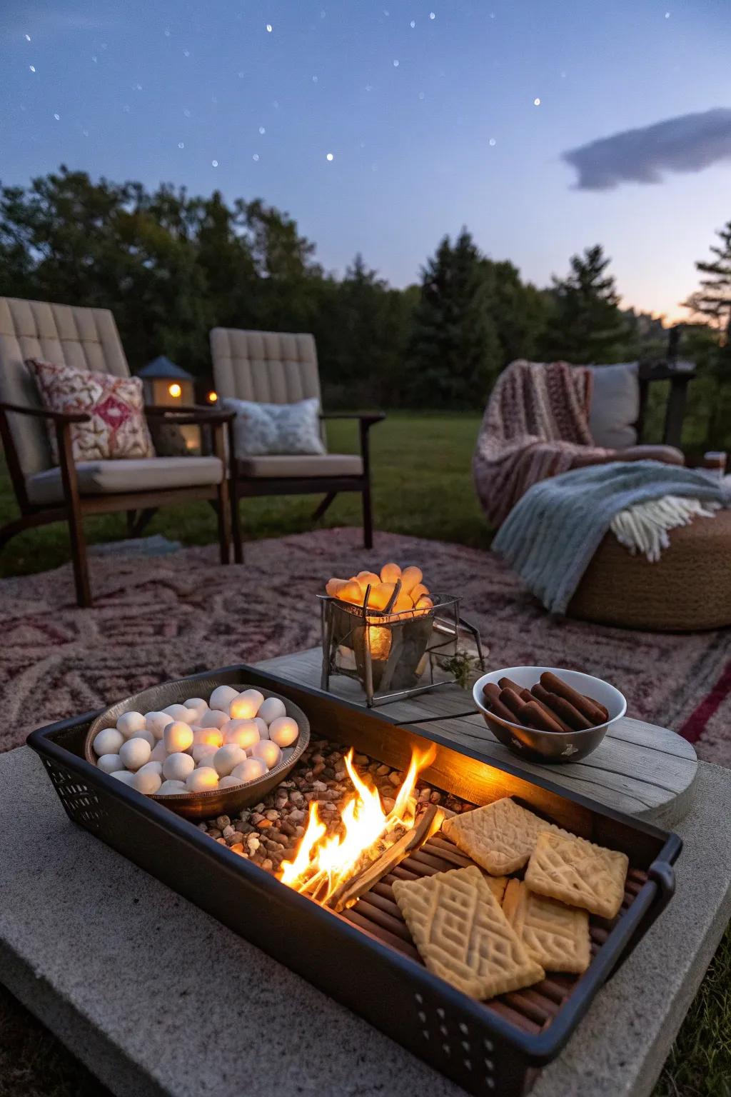 Cozy up with a fire pit or s'mores station!