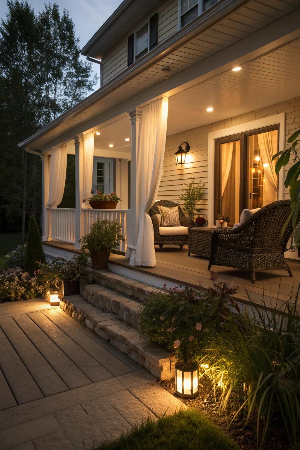 Smart lighting allows you to control the ambiance of your porch effortlessly.