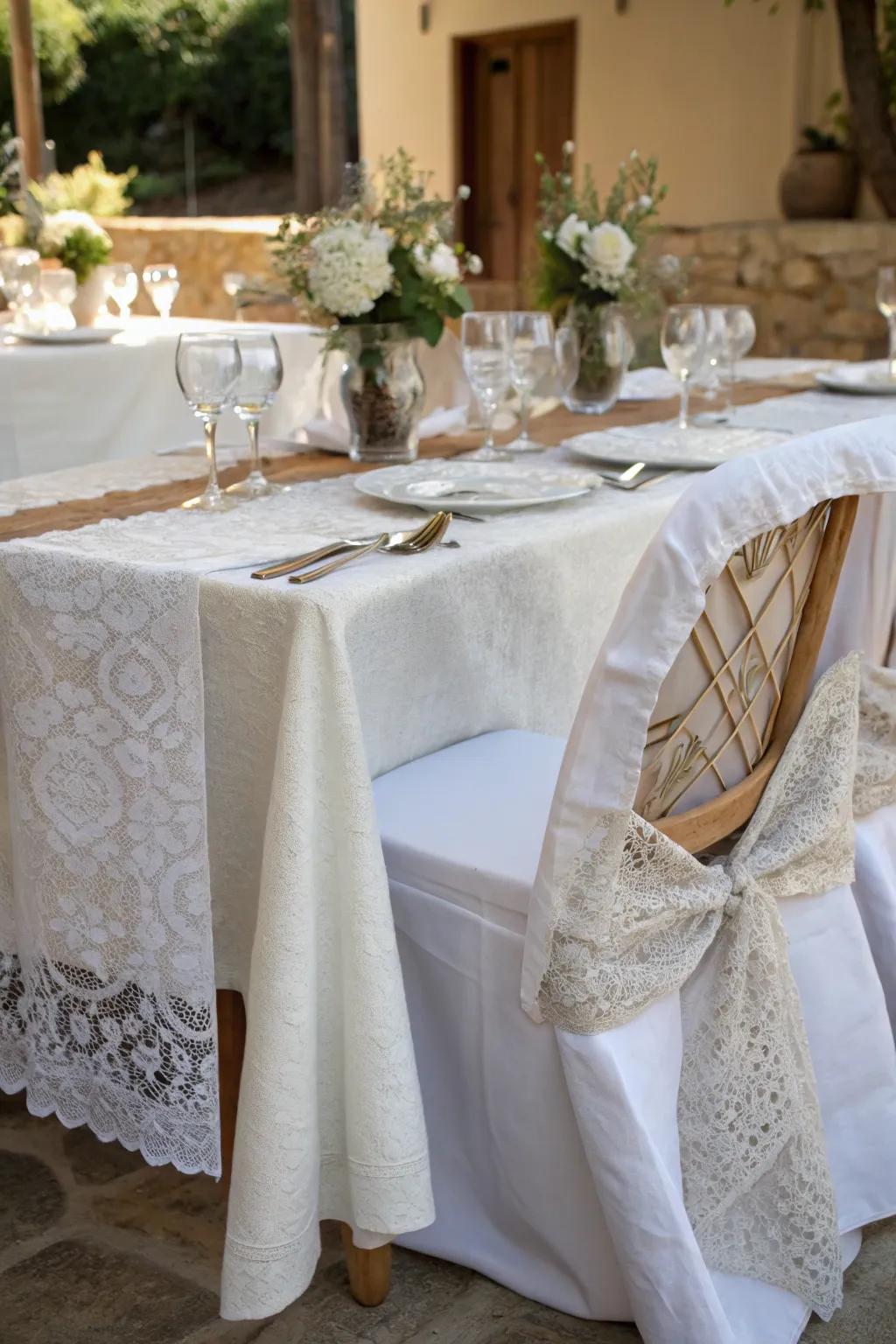 Add depth and elegance with white textured fabrics.