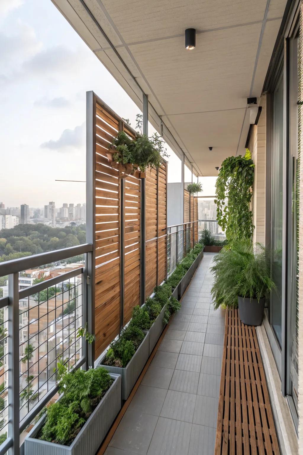 Mixed material dividers offer a customizable and stylish privacy solution.
