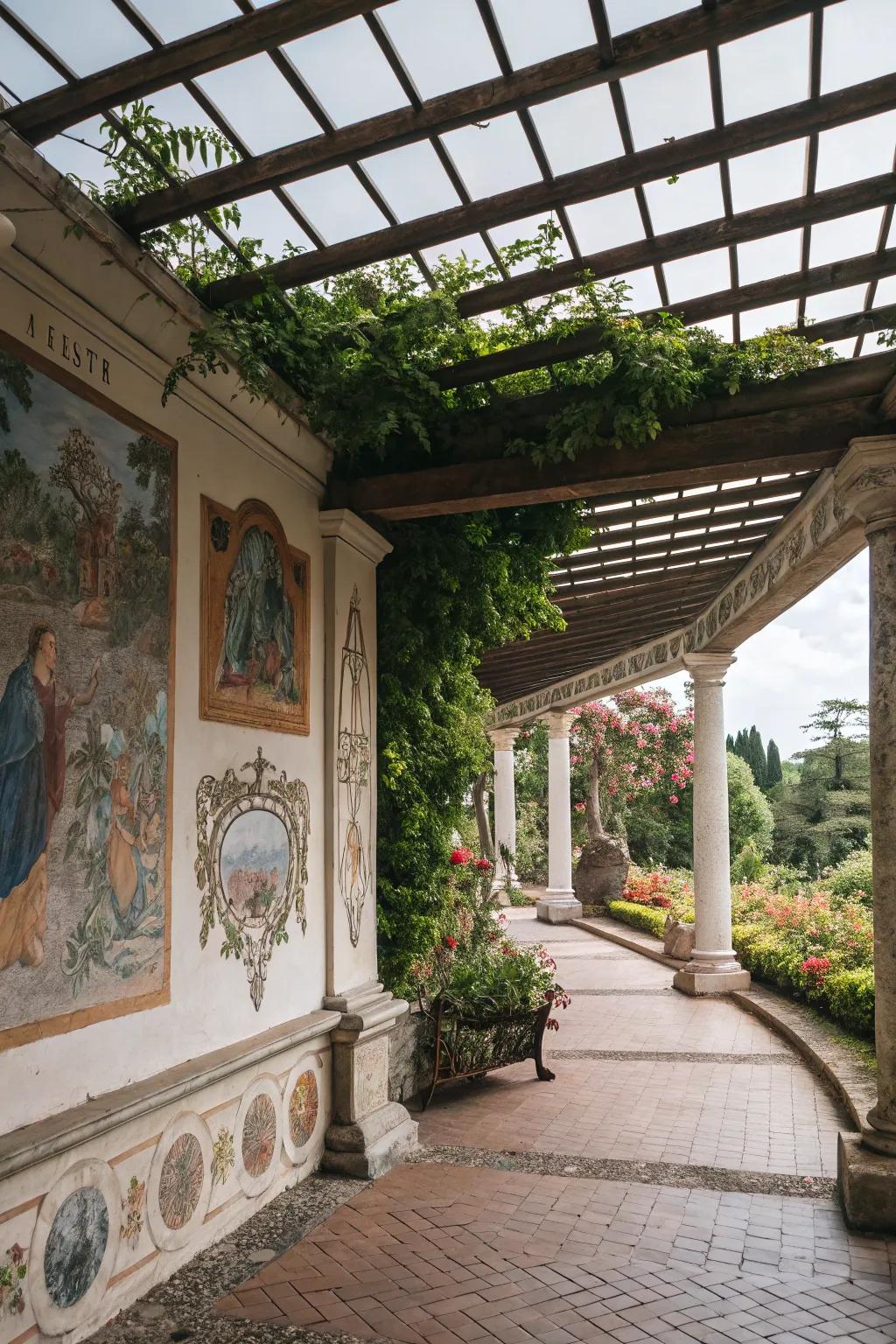 A personalized pergola with artistic flair.
