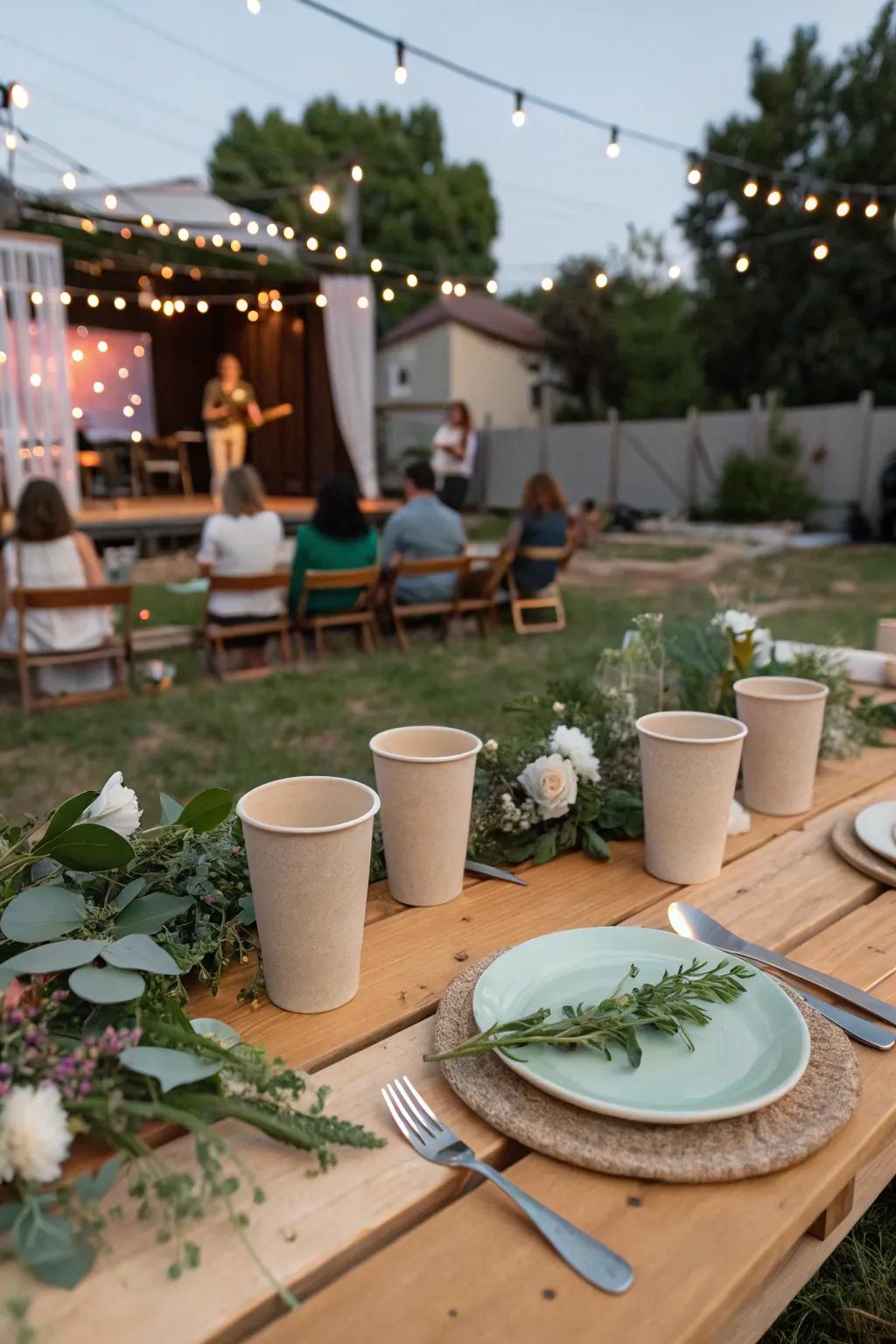 Sustainable tableware keeps your event eco-friendly and tasteful.