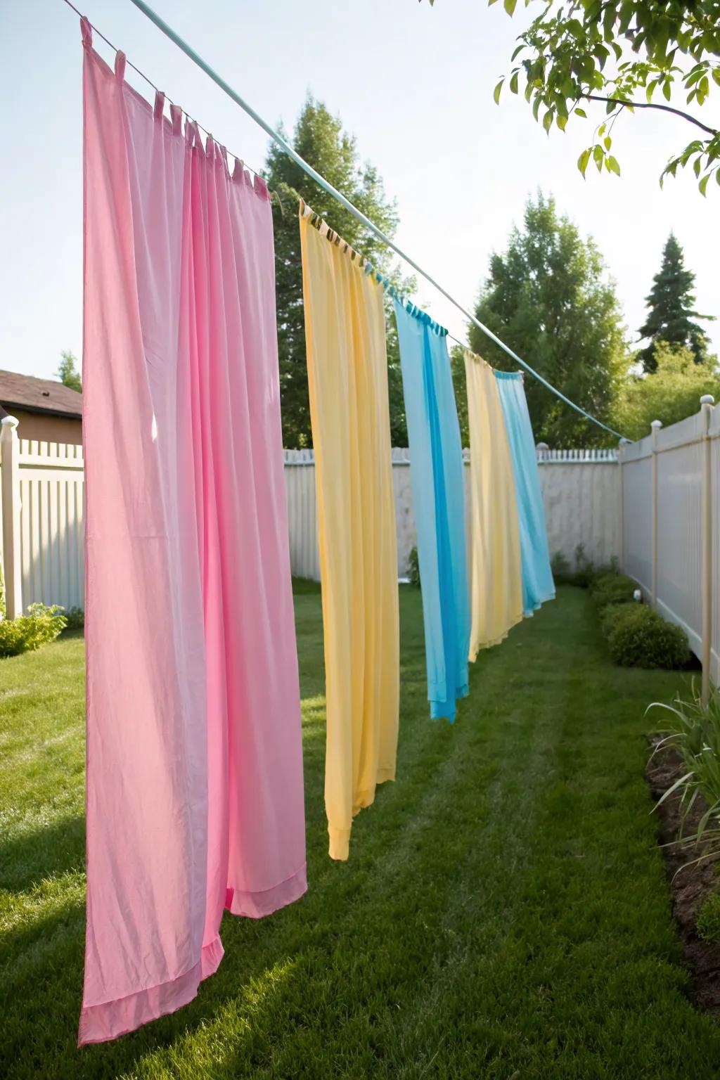Brighten your space with playful colored curtains.