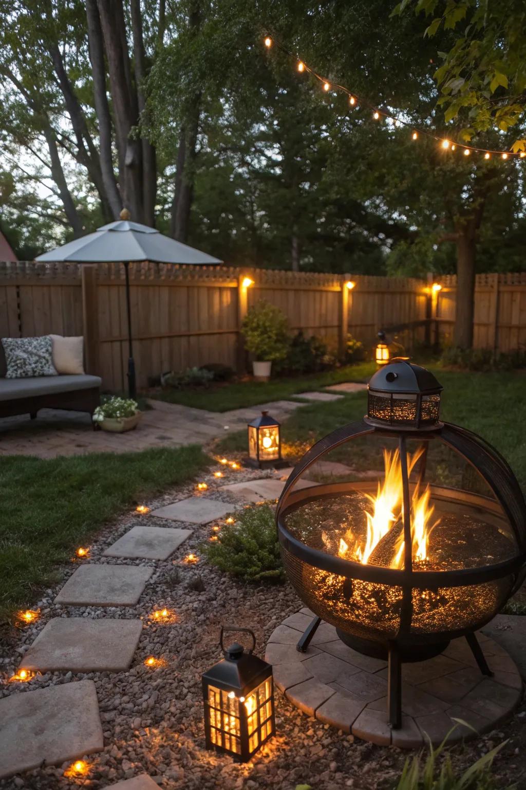 Solar lights offer an eco-friendly way to light your fire pit.