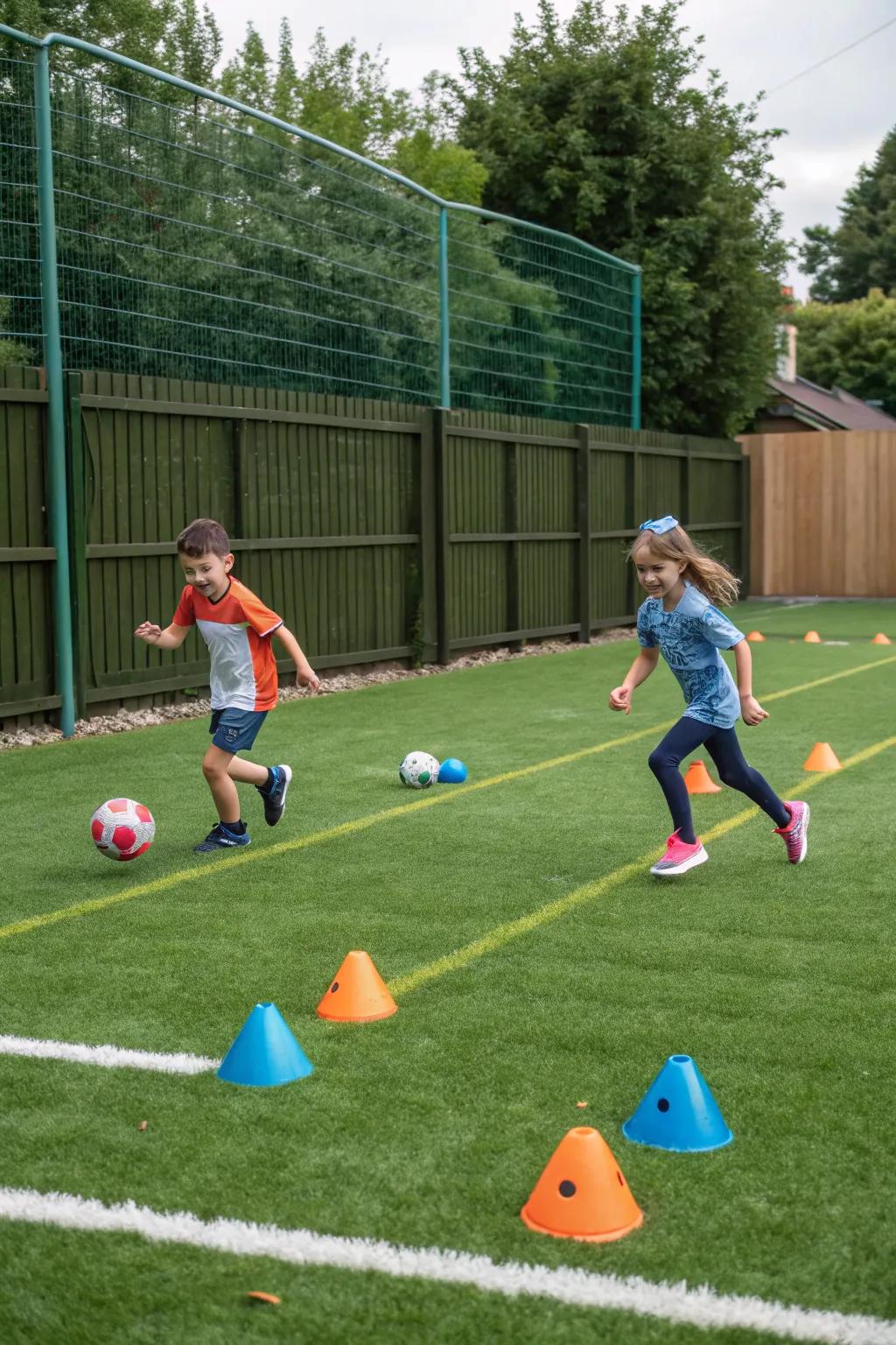 A mini sports field perfect for energetic play and teamwork.