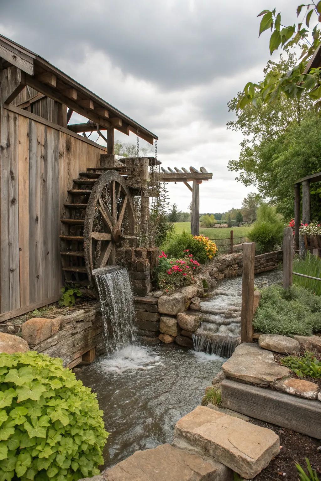 Add vintage charm to your garden with a uniquely styled waterfall.