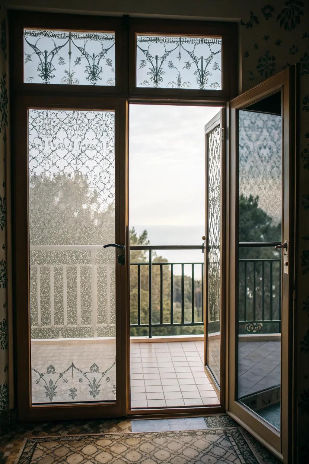 Window film offers privacy while allowing light to filter through.
