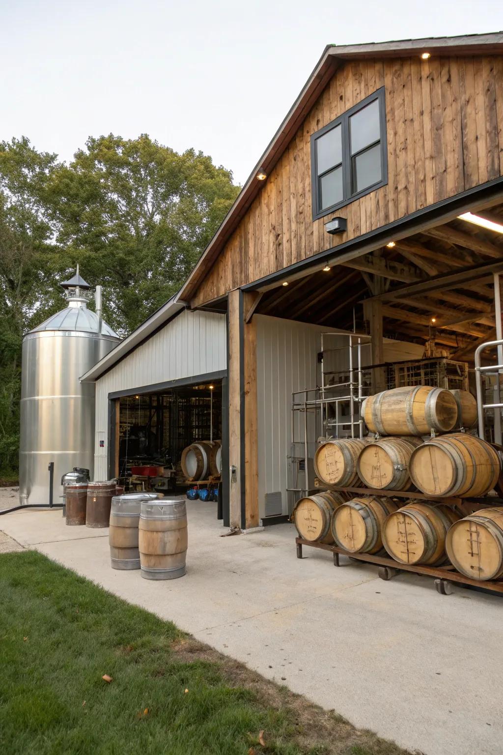A brewery or distillery addition for craft beverage enthusiasts.