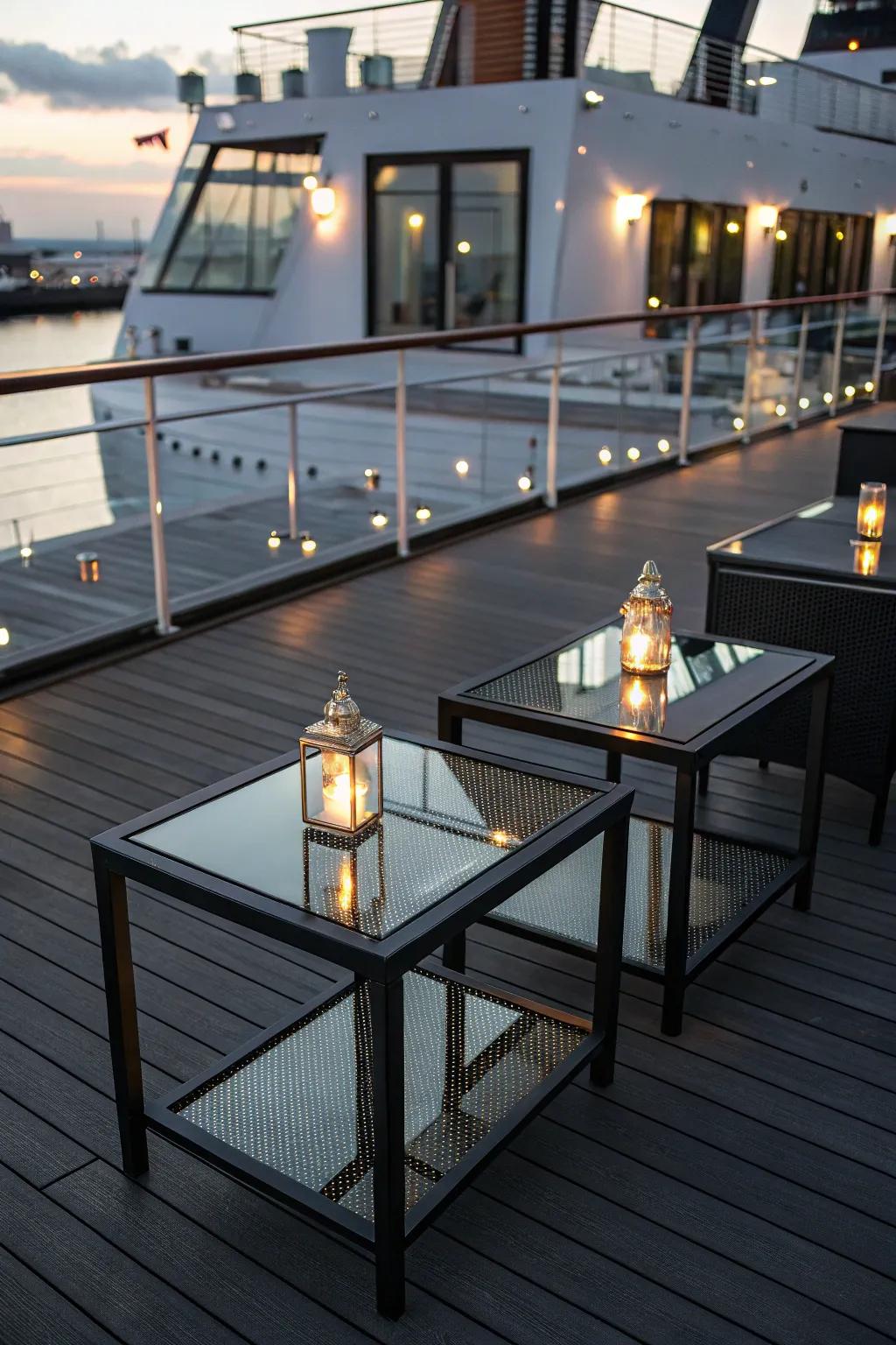 Reflective surfaces enhance light and space.