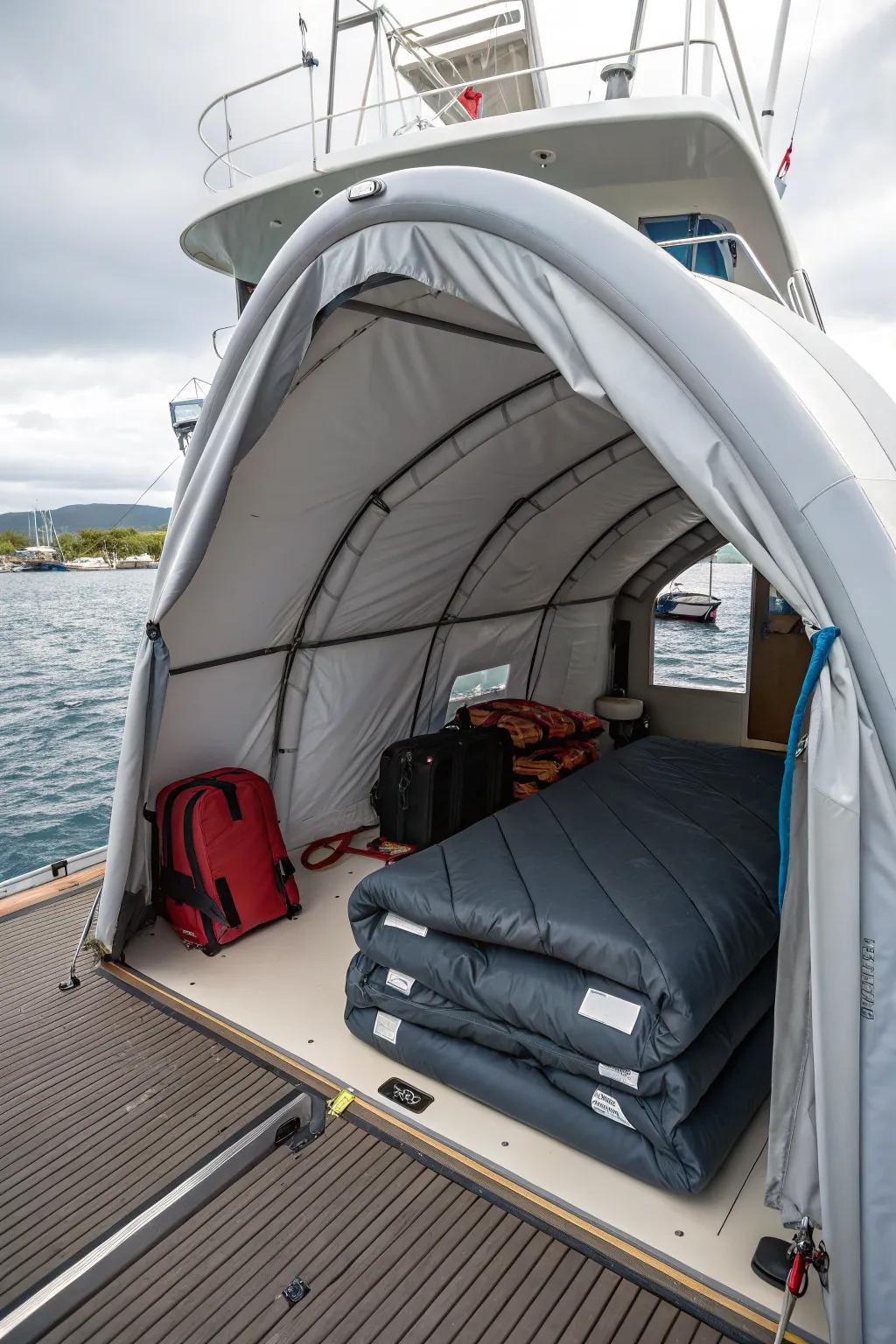 Inflatable shades are easy to store and set up.