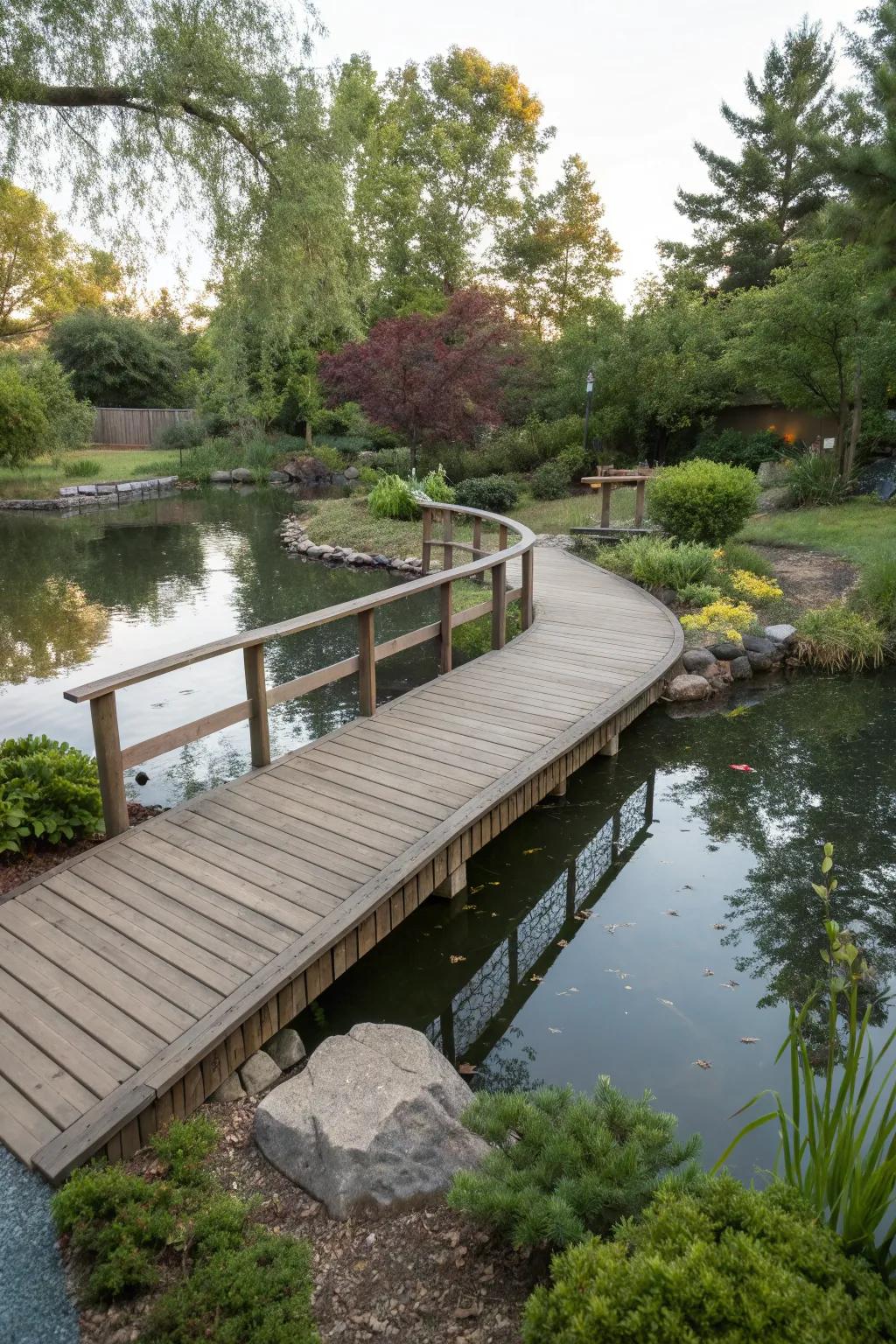 A floating boardwalk provides a unique garden experience.