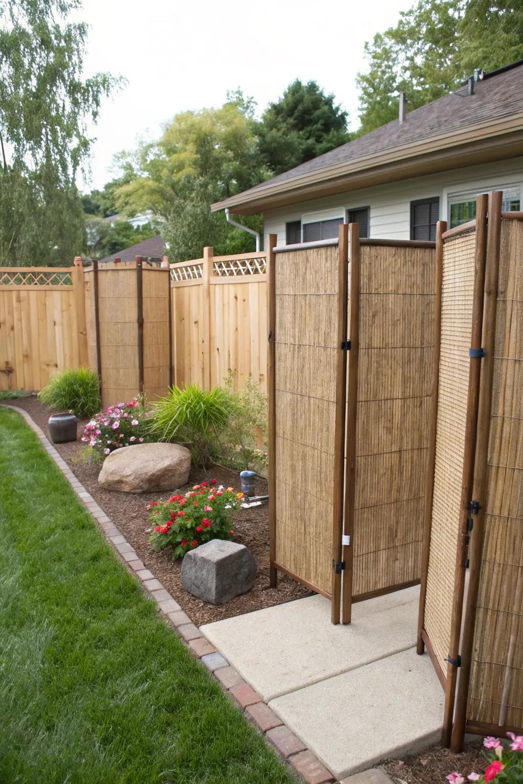 Reed and bamboo screens offer natural privacy effortlessly.