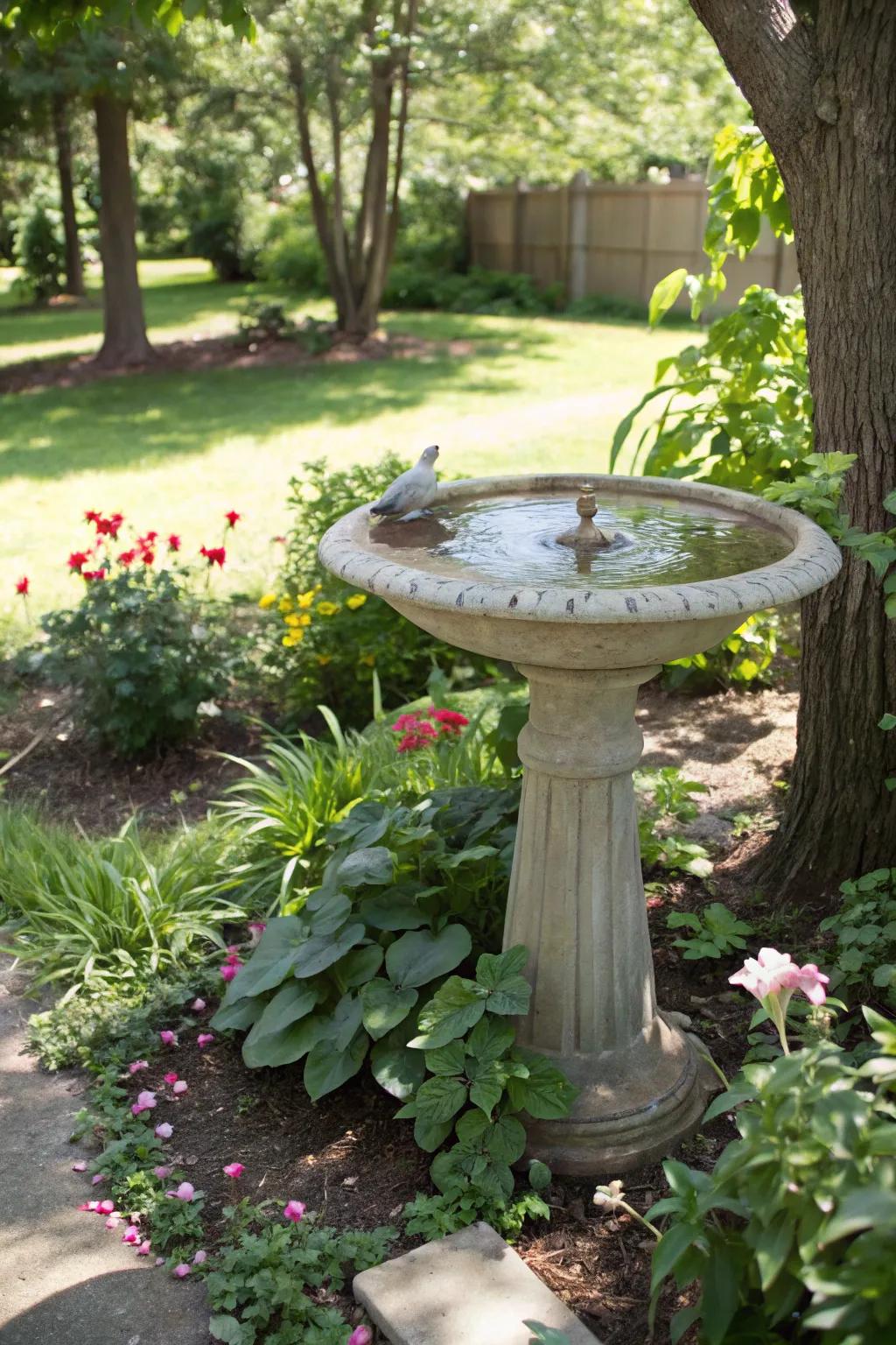 Birdbaths attract wildlife and add a charming garden feature