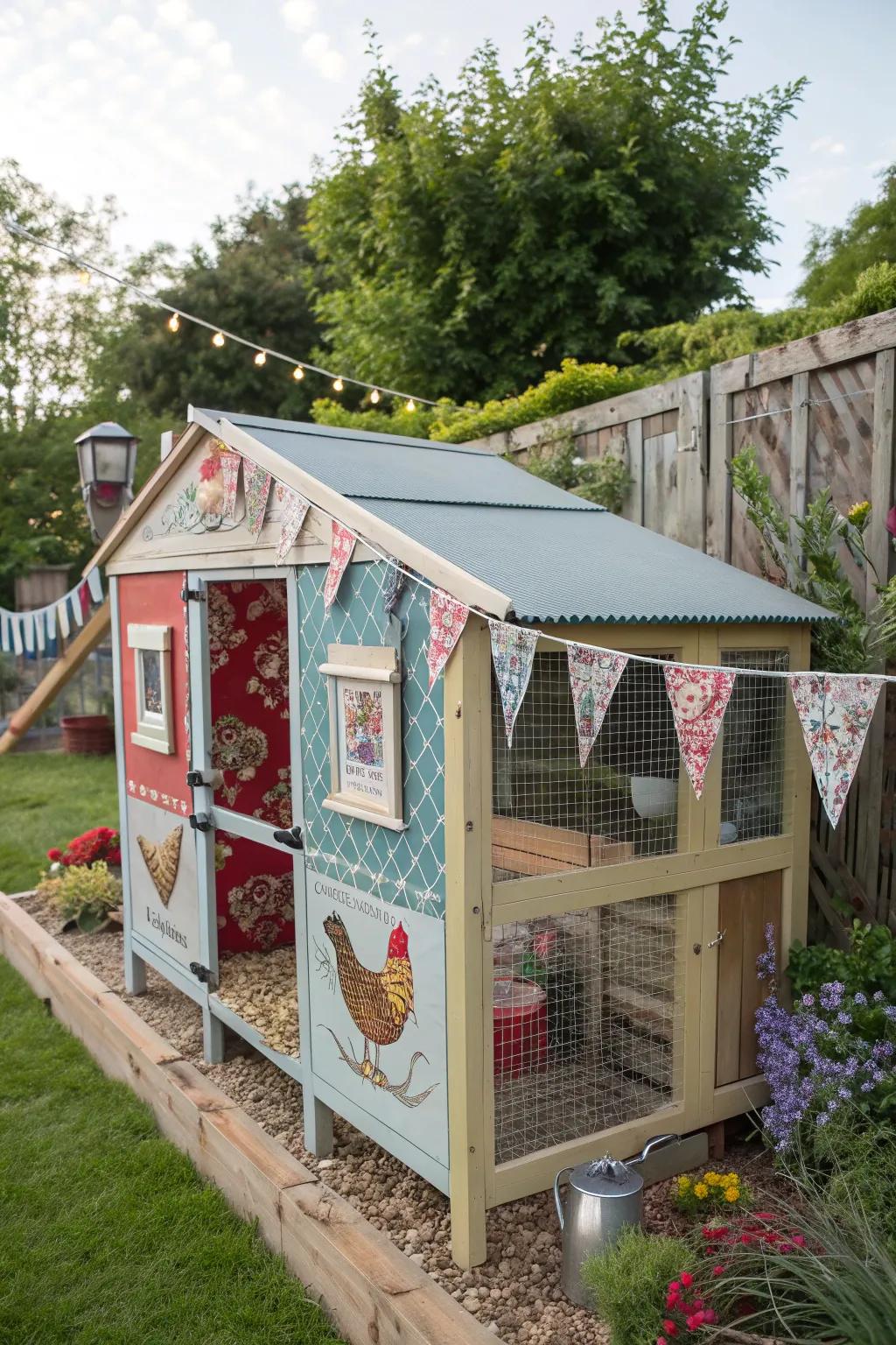 Themed decor personalizes and beautifies the coop.