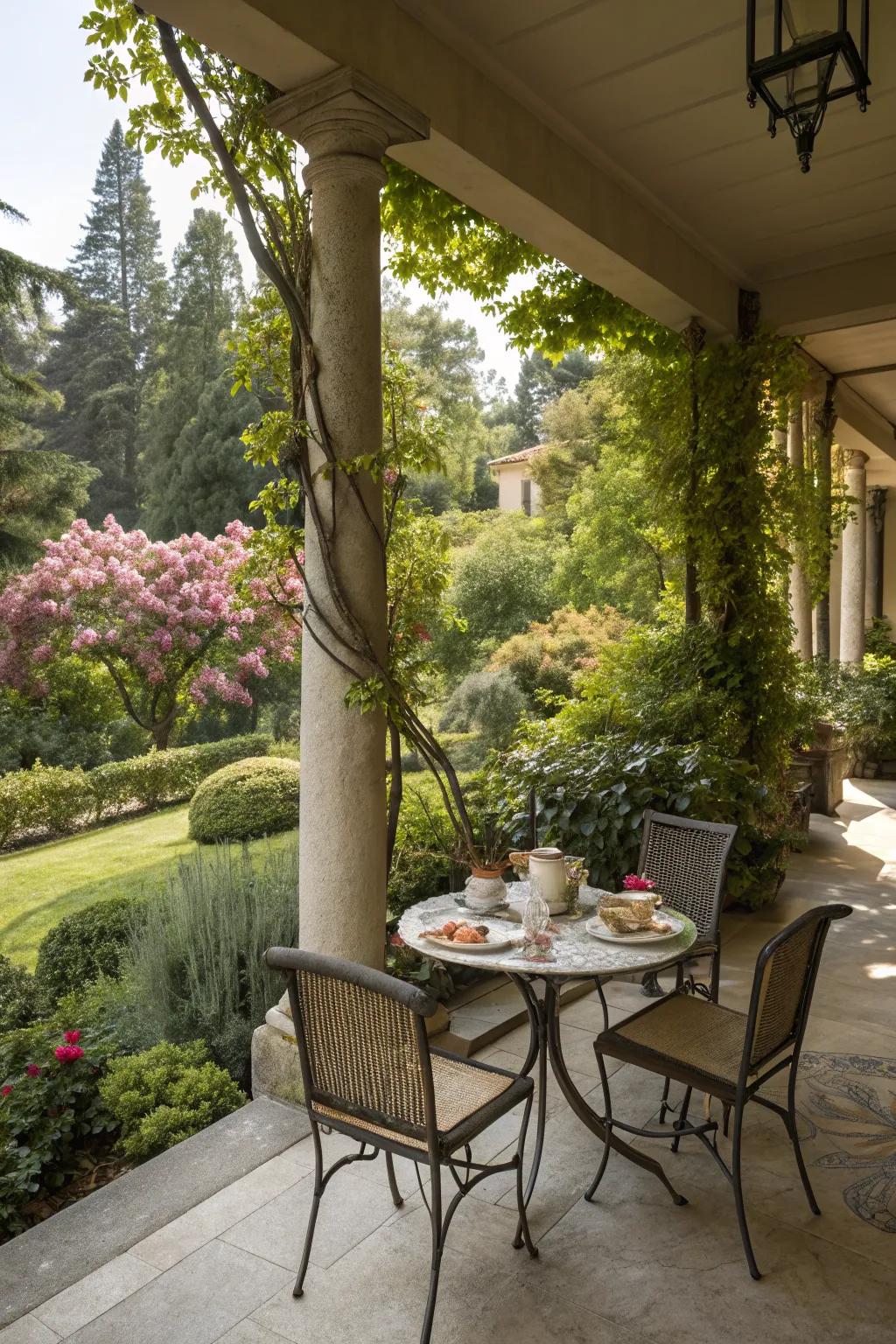 Enjoy alfresco dining with a compact dining area on your porch.