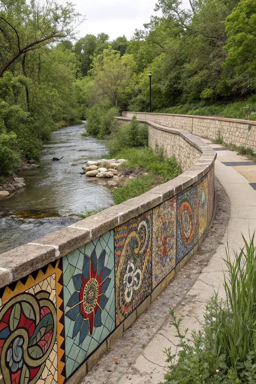 Artistic mosaics bring personal flair and vibrant color.