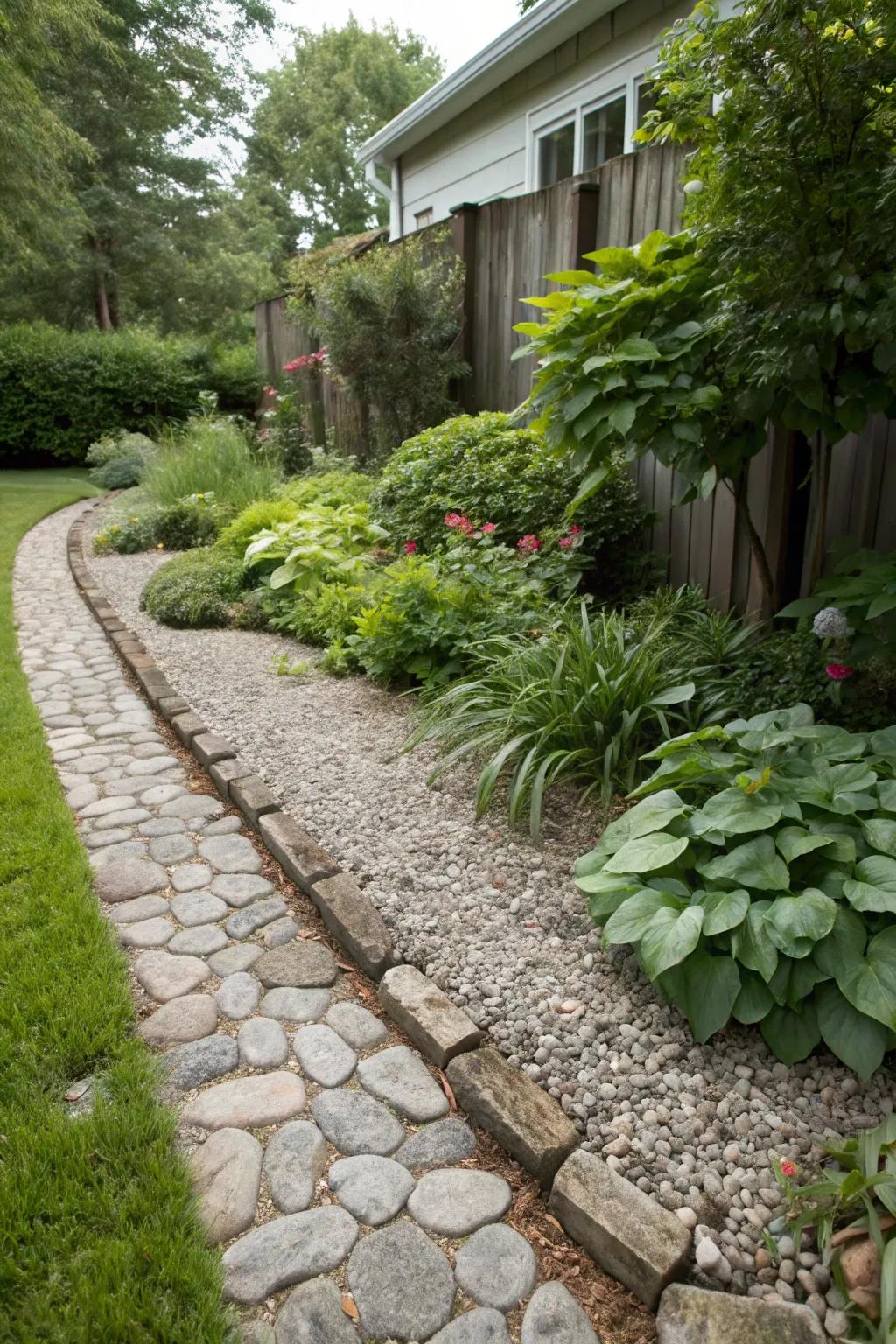 Enhance your garden’s drainage with crushed stone.