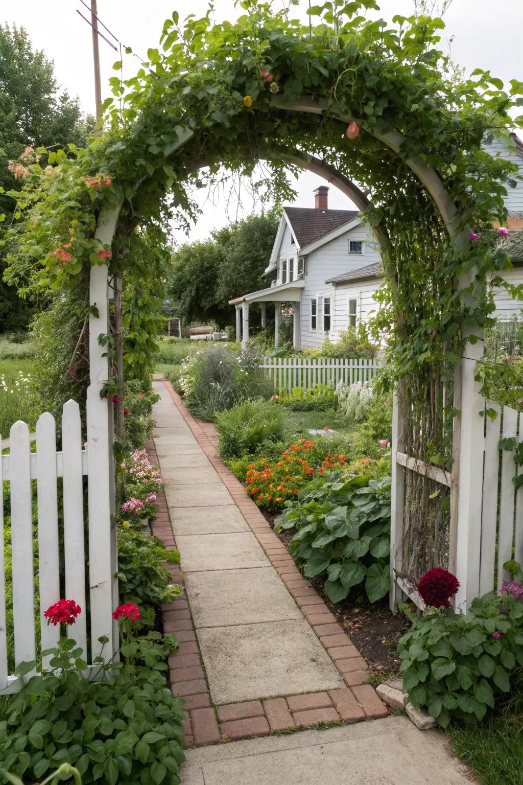 An entry arch creates a welcoming entrance to the garden.