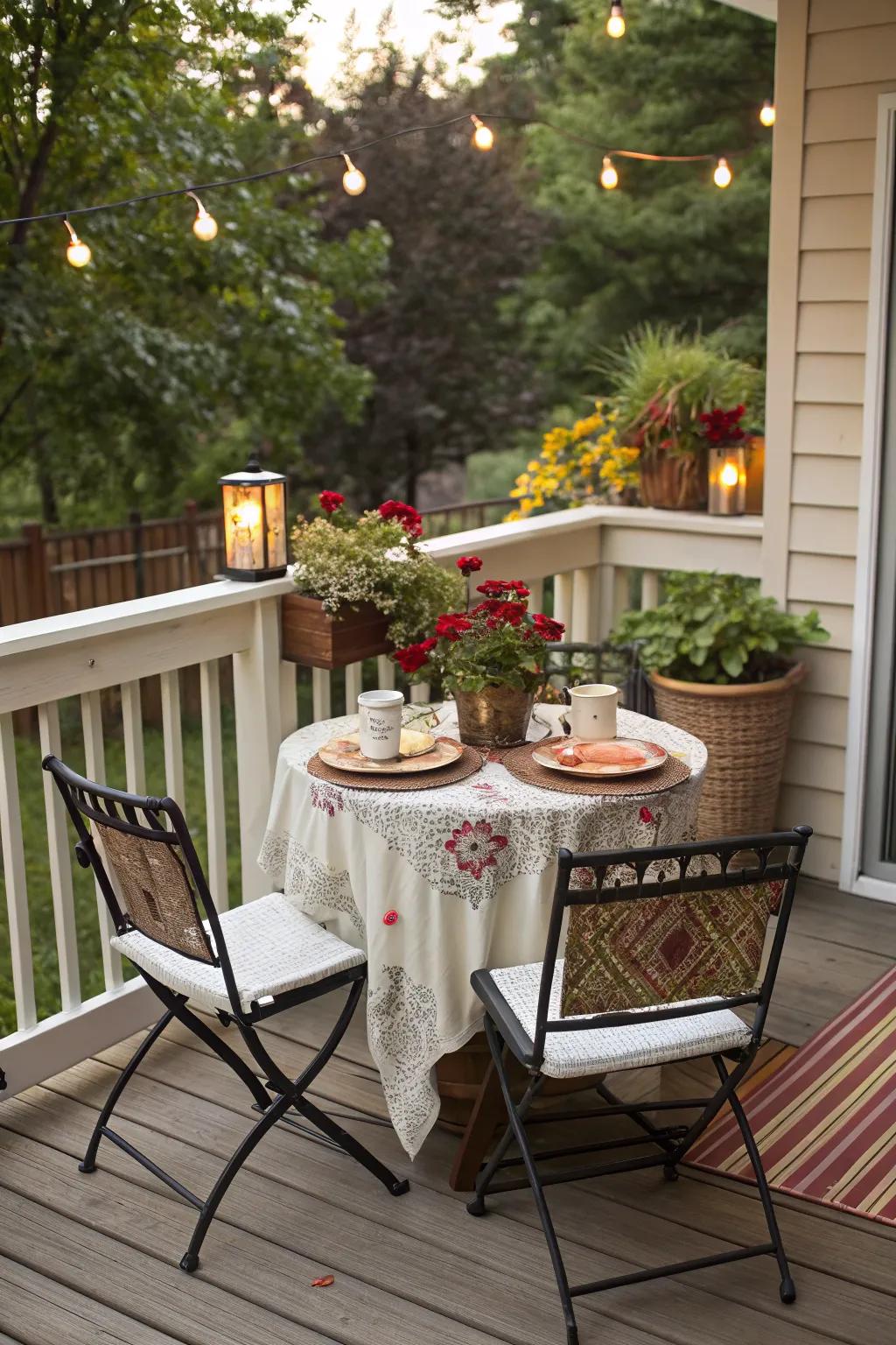 Dining nooks make outdoor meals delightful.
