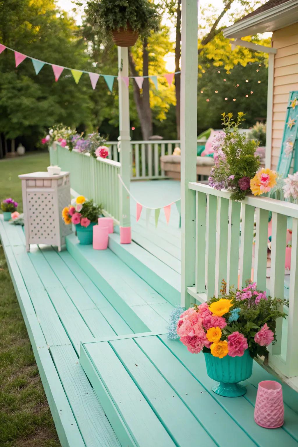 A playful mint deck ready for lively gatherings.