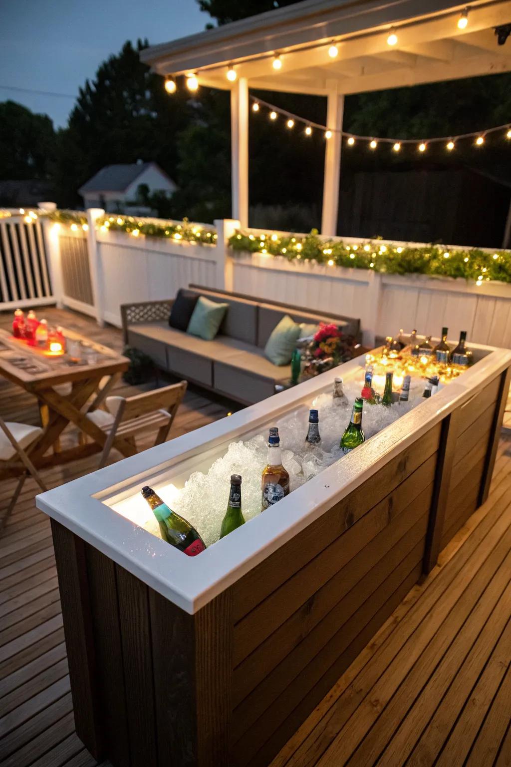 Ice bucket rails keep your drinks refreshingly cool.