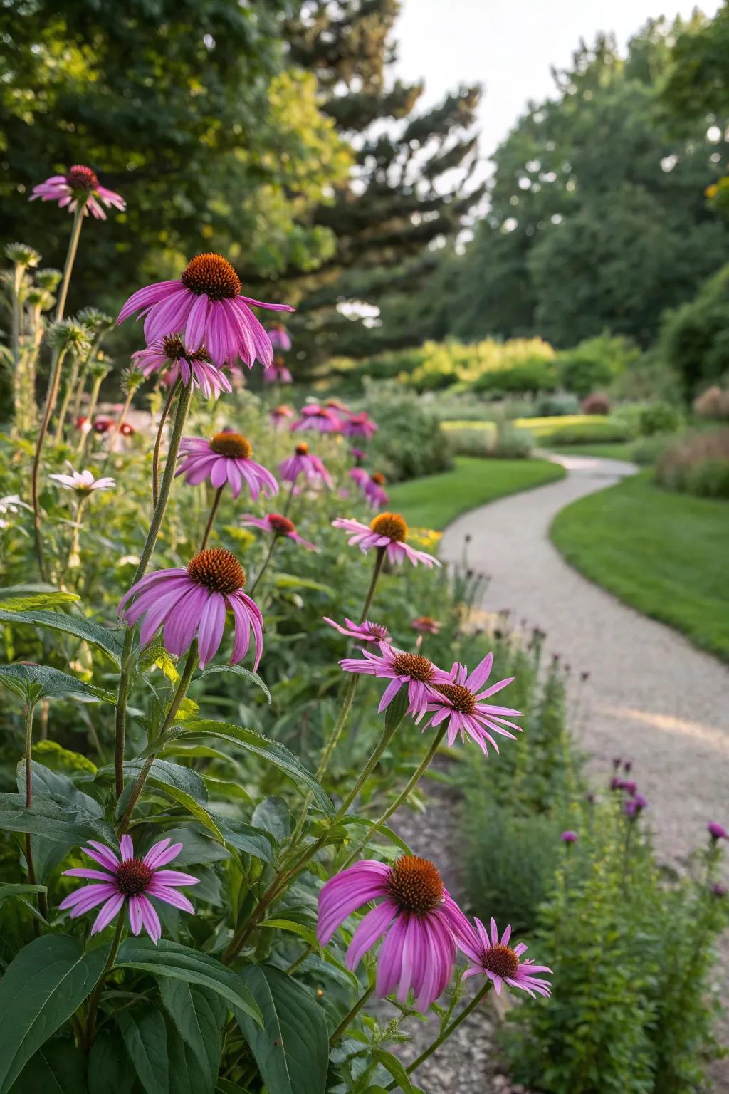 Echinacea brings vibrant color without attracting deer.