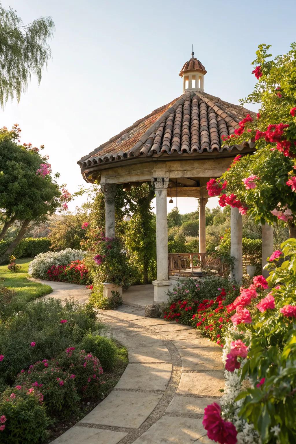 Add warmth and elegance with a tiled roof.