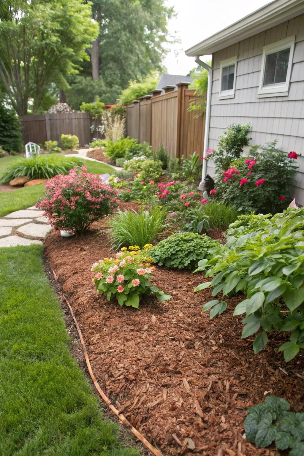 Natural mulch for a neat and pet-safe garden.