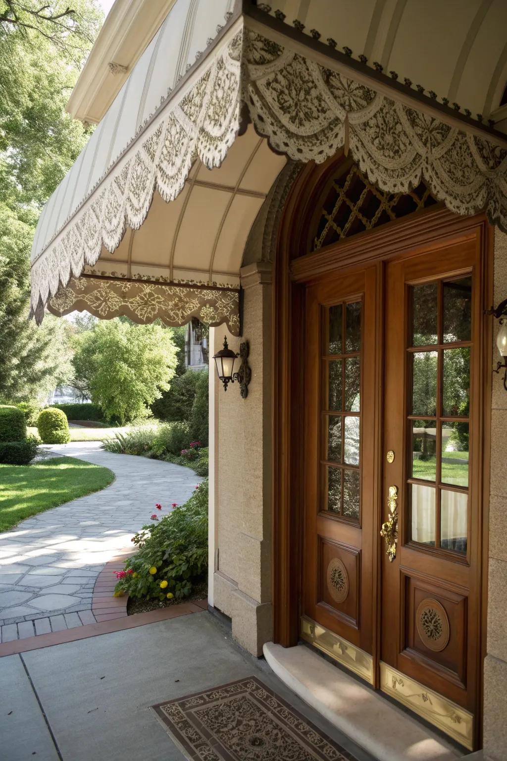 Vintage-style awnings evoke a sense of nostalgia.