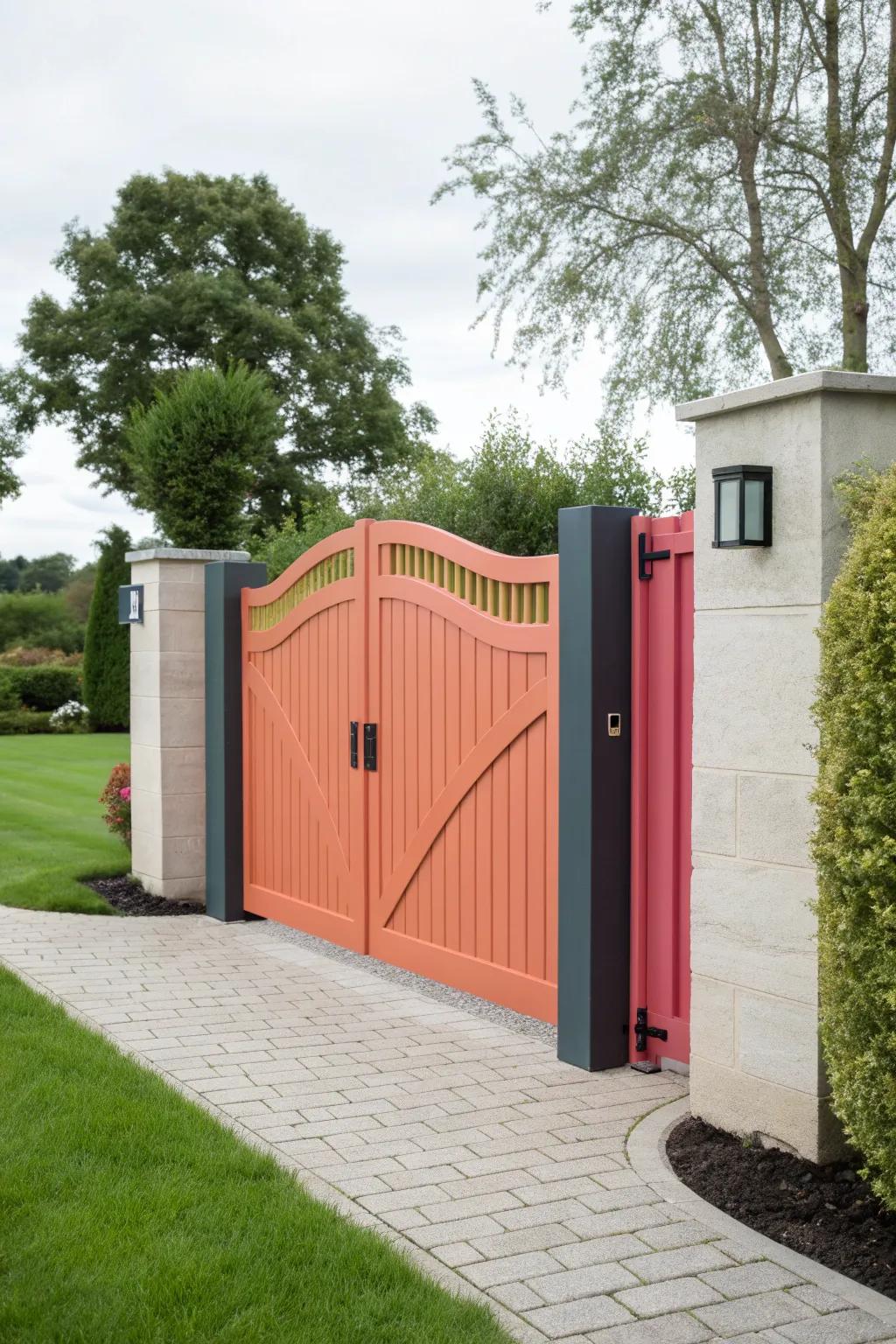 A surprising design element adds unique character to this gate.